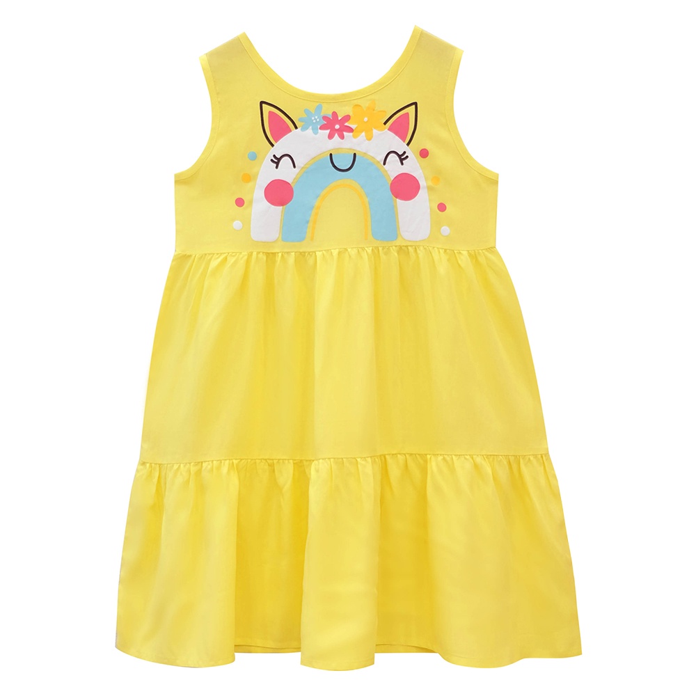Váy bé gái , Váy lanh  sát nách IN cầu vòng từ 14-34 kg MEEJENA - 2156