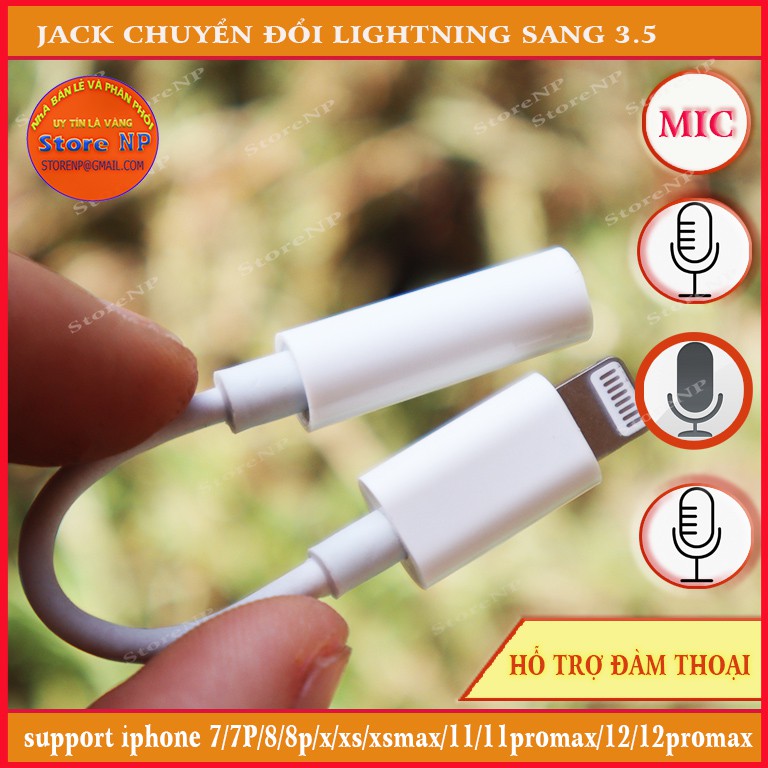 Hỗ Trợ Mic - Jack Chuyển Đổi Tai Nghe Lighting Sang 3.5 "Xịn" Ip7, 7plus, 8, 8plus , X 11 12  Kết nối bluetooth)