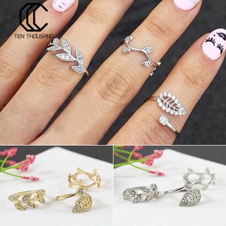 Set 3 nhẫn midi kiểu chiếc lá dễ thương dành cho nữ