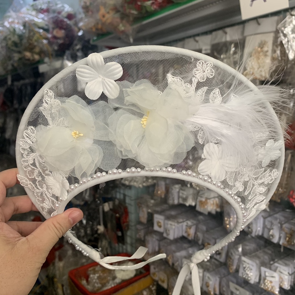 [HCM] Mấn cô dâu mỹ nhân cao 10 cm đính hoa nổi ren 3D Giangpkc