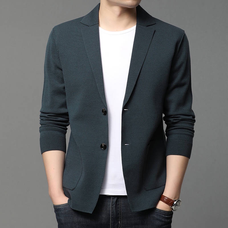 Áo khoác cardigan cotton dệt kim mỏng dáng ôm thời trang mùa thu hàng mới phong cách Hàn Quốc dành cho nam giới 2021