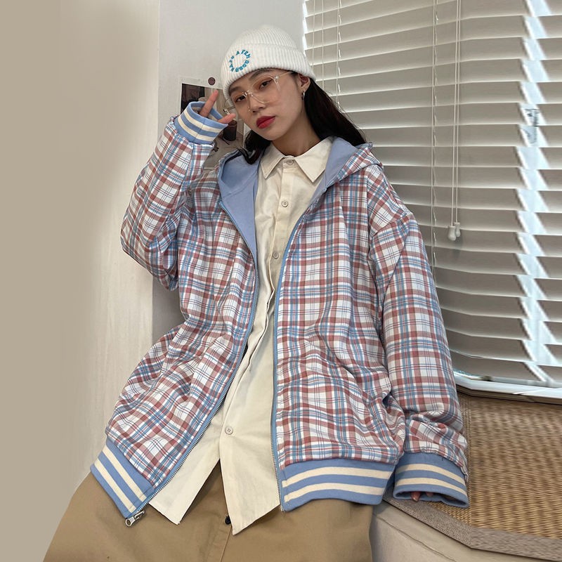 Áo Khoác Ca Rô Hai Mặt Phong Cách Hàn Quốc 2021 Cho Nữ | BigBuy360 - bigbuy360.vn