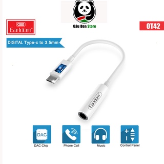 (BH chính hãng 2 năm) Cáp Chuyển Type C to 3.5mm Hỗ Trợ DAC Chip Earldom OT42