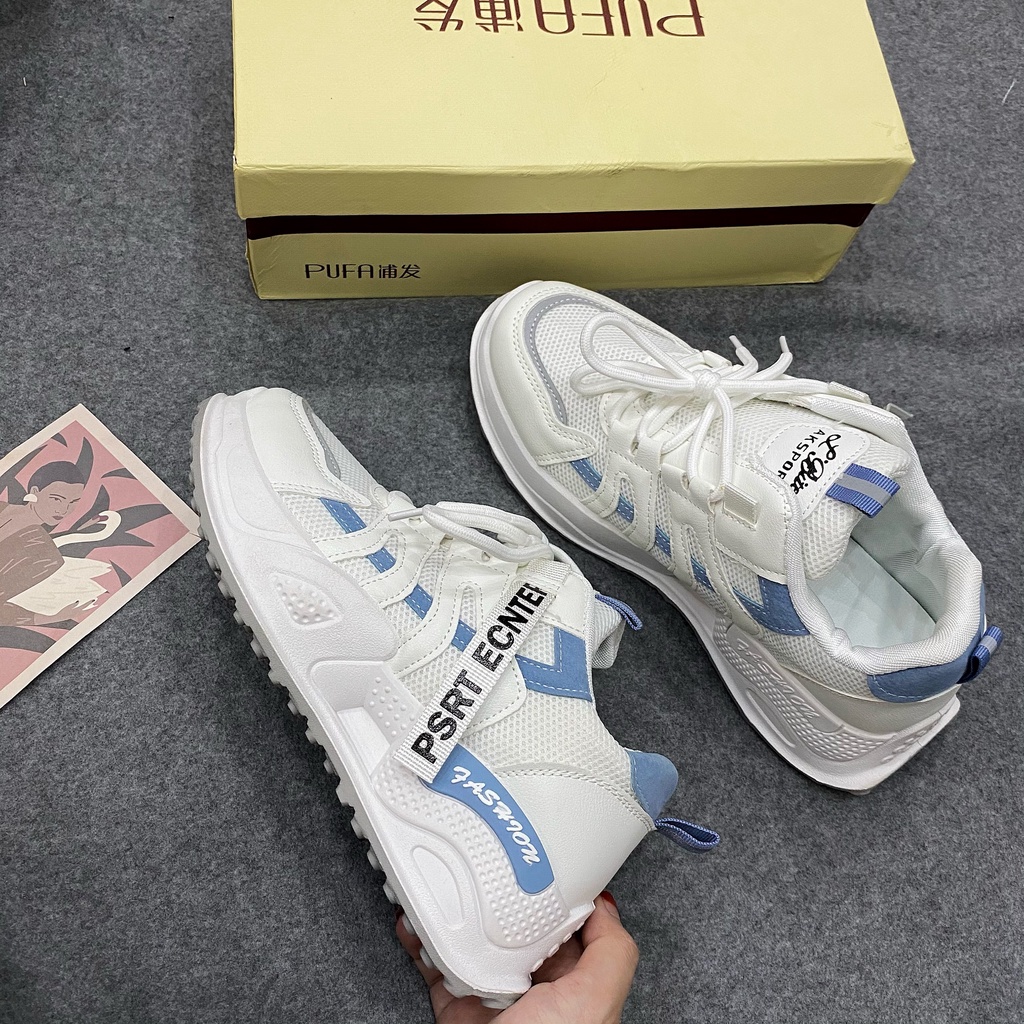 Giày thể thao nữ trắng - xanh cá tính | BigBuy360 - bigbuy360.vn