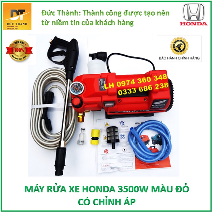 Máy rửa xe HONDA đỏ có chỉnh áp. BH 24 tháng.