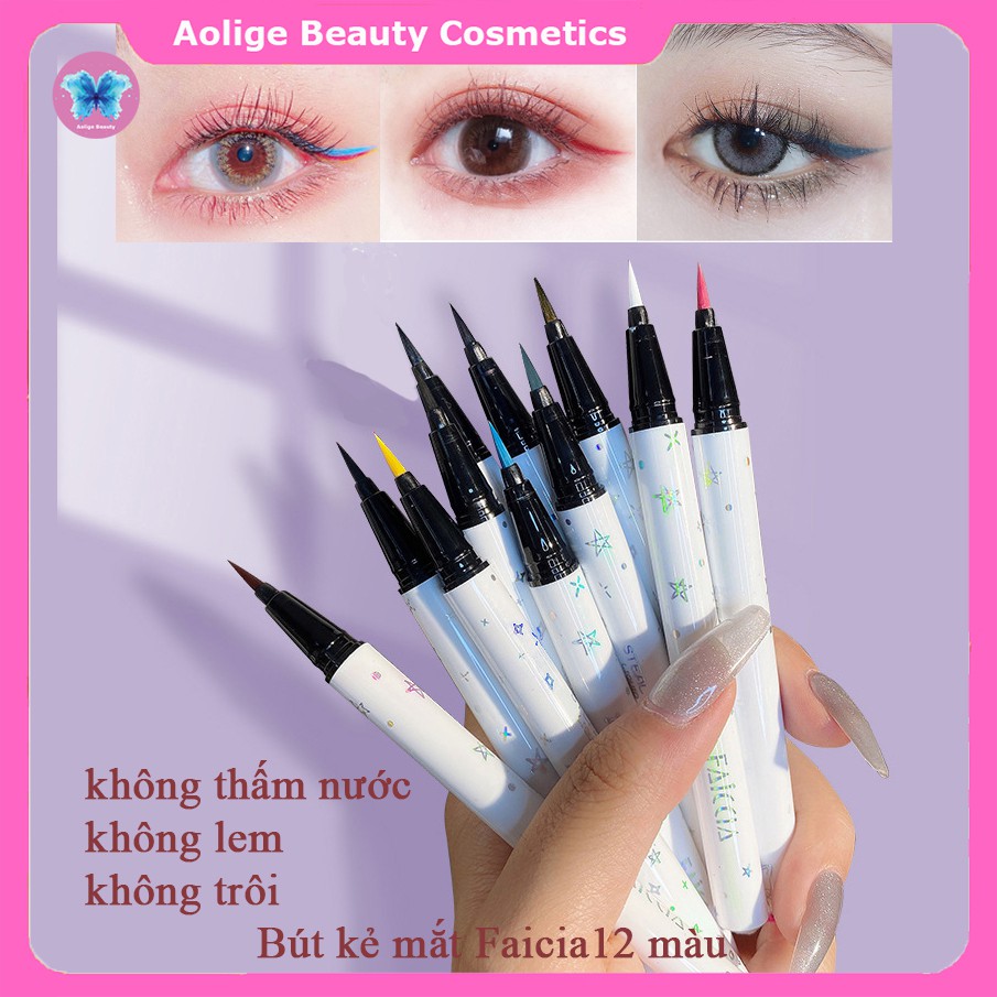 Bút kẻ mắt nước Faicia ❤️FREESHIP❤️ cây kẻ mắt không trôi, bút kẻ lông mày không lem, chì kẻ mắt 12 màu khô nhanh. | BigBuy360 - bigbuy360.vn