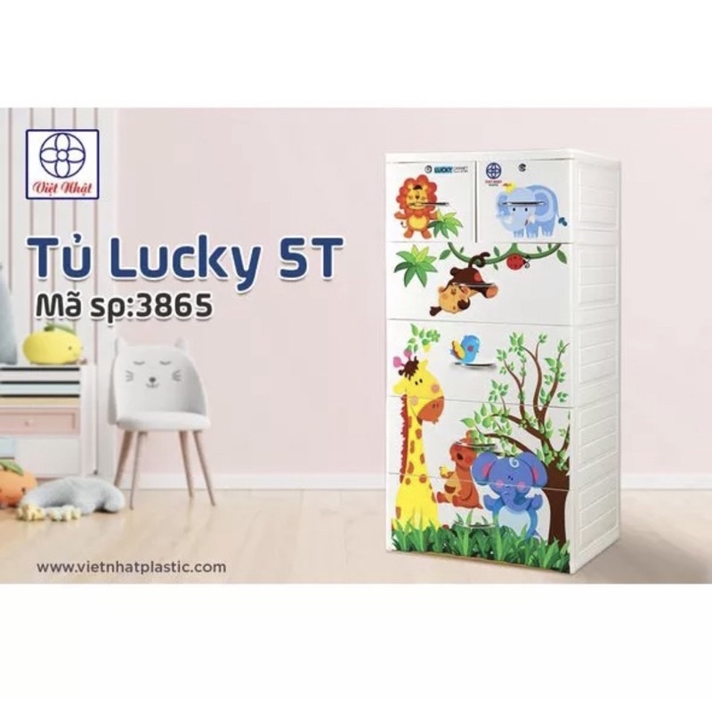 Hàng CHÍNH HÃNG 🦚Tủ nhựa quần áo Lucky và happy Việt nhật 5 tầng 6 ngăn  60*48*124cm