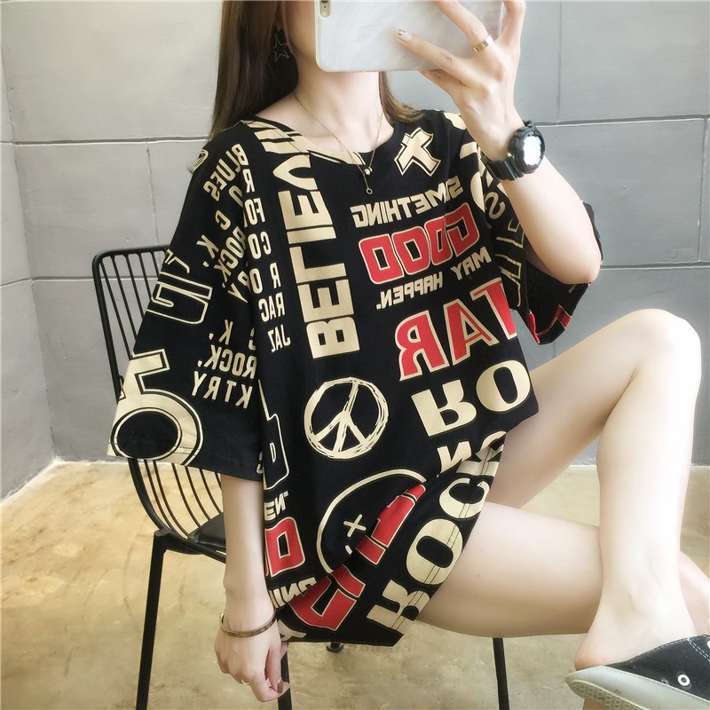 Áo Thun Form Rộng Tay Lỡ Thời Trang Hè 2020 Cho Nữ