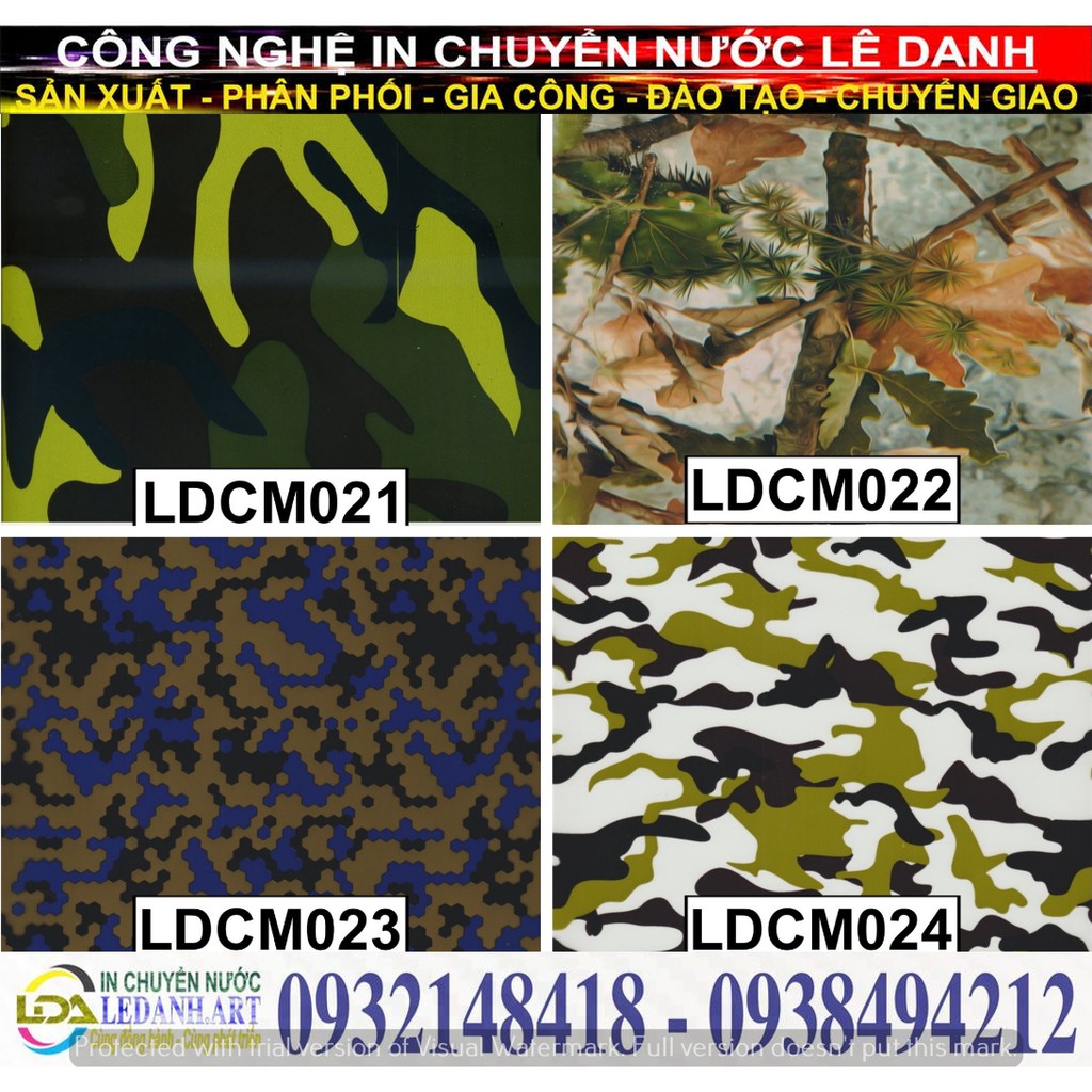 Film in chuyển nước hoa văn quân đội ngụy trang lá cây