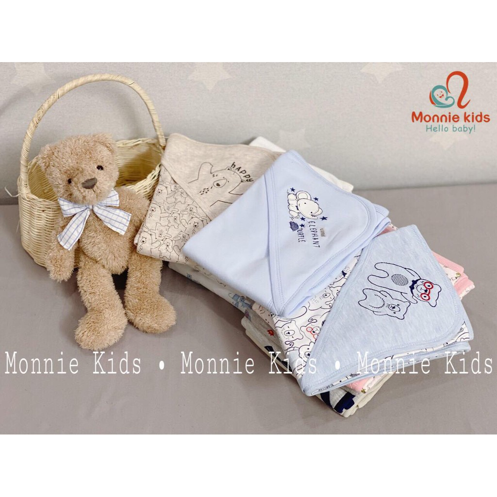 Ủ choàng cotton cho bé LITTLE DUCK 90x90cm, chăn ủ mềm mịn thoáng mát - Monnie Kids