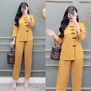 [HÀNG CAO CẤP] Đồ Lam Đi Chùa Cài Nút Xéo
