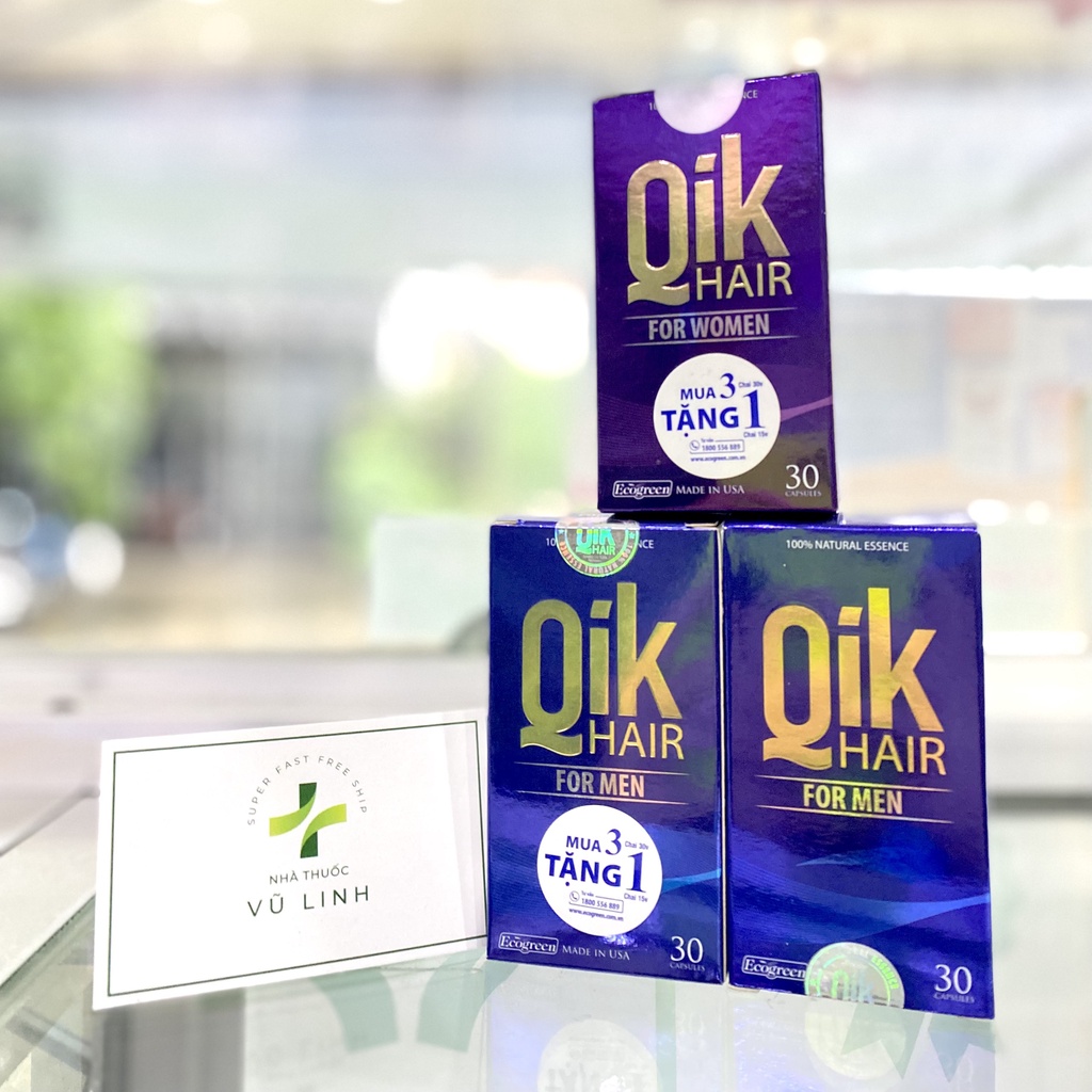 Viên uống QIK HAIR (cho Nam / cho Nữ) giảm rụng, mọc tóc chắc khỏe (30 viên)