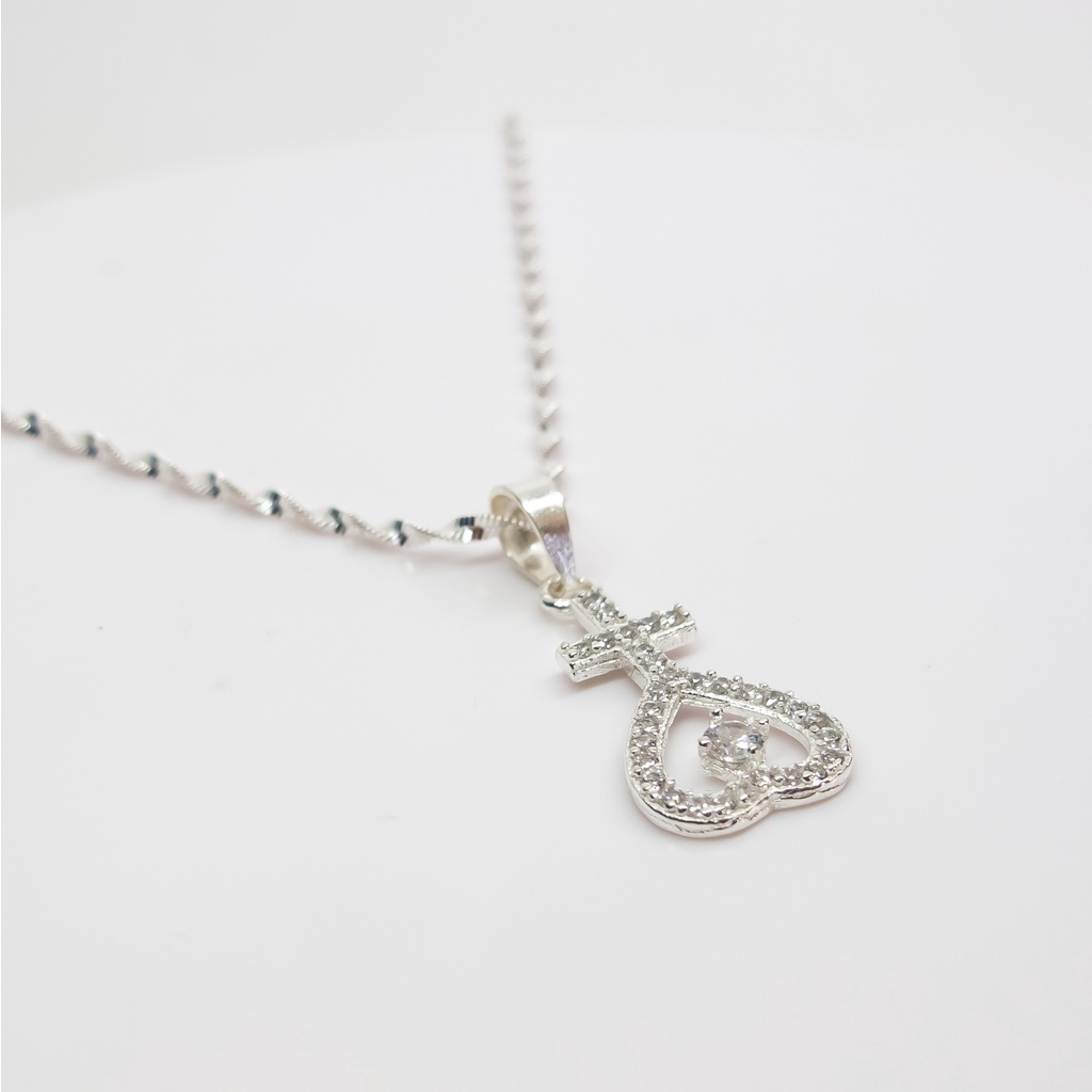 Mặt dây chuyền thiên tâm, dấu thiên tâm trái tim đính pha lê lung linh chất liệu bạc 925 cao cấp T&T Jewelry - MT4