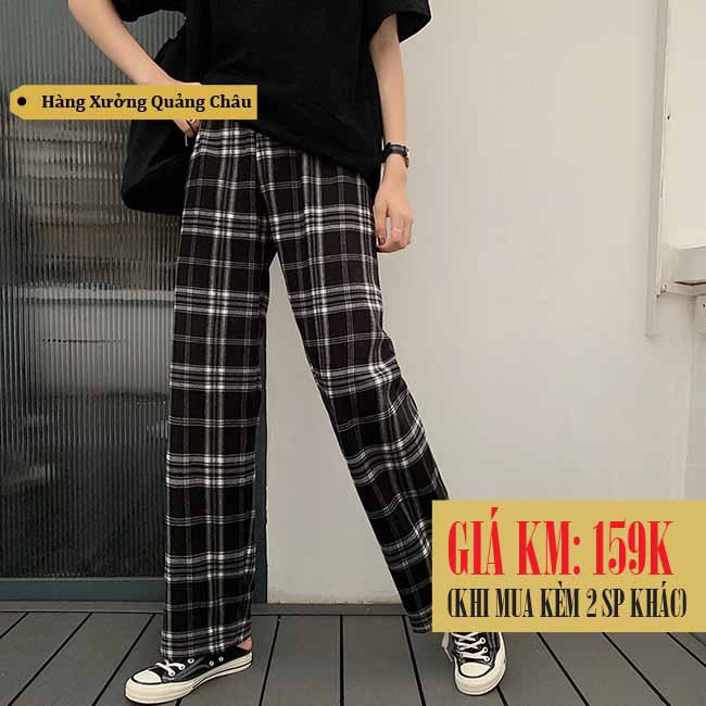 [SẴN] Quần vải ca rô Ulzzang Quảng Châu QDV8
