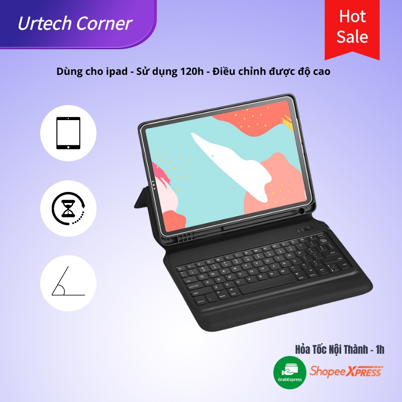 Bàn phím bluetooth không dây Wiwu Urtechcorner kết hợp bao da bảo vệ có khe gài bút cho Ipad thời gian sử dụng dài