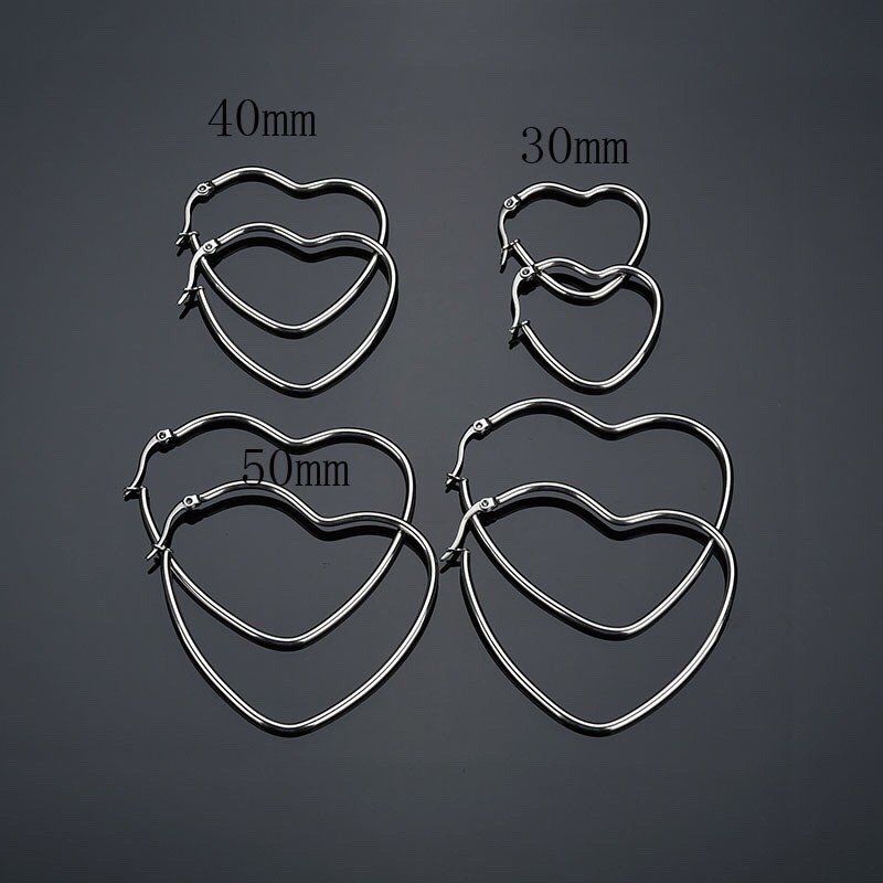 Heart Empty Earrings khuyên tai titan trái tim không gỉ không đen không dị ứng unisex (full size)