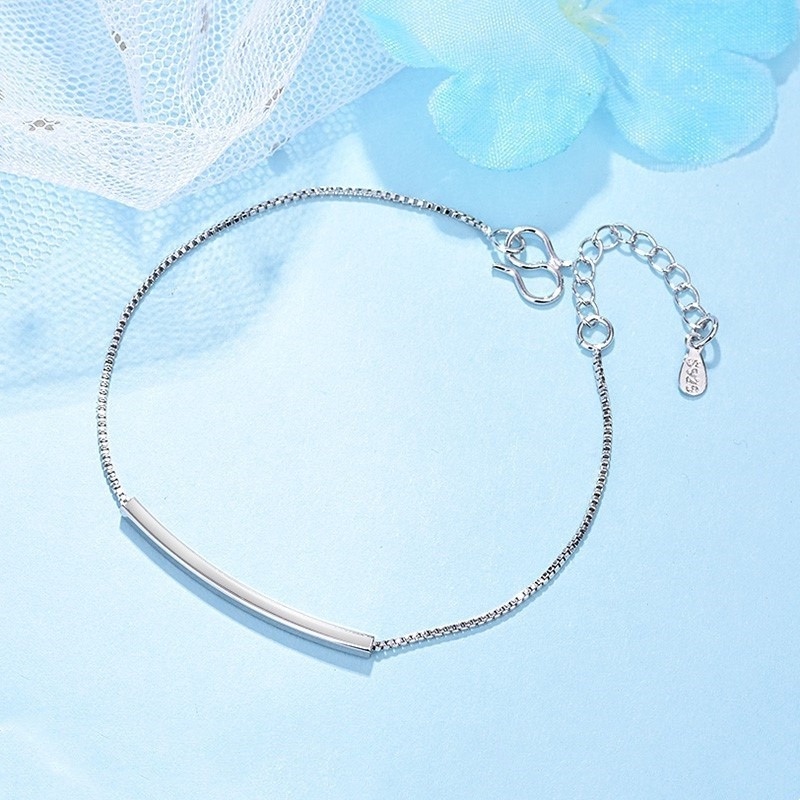 Vòng Tay Mạ Bạc 925 Phong Cách Hàn Quốc Đơn Giản Thời Trang Dành Cho Nữ