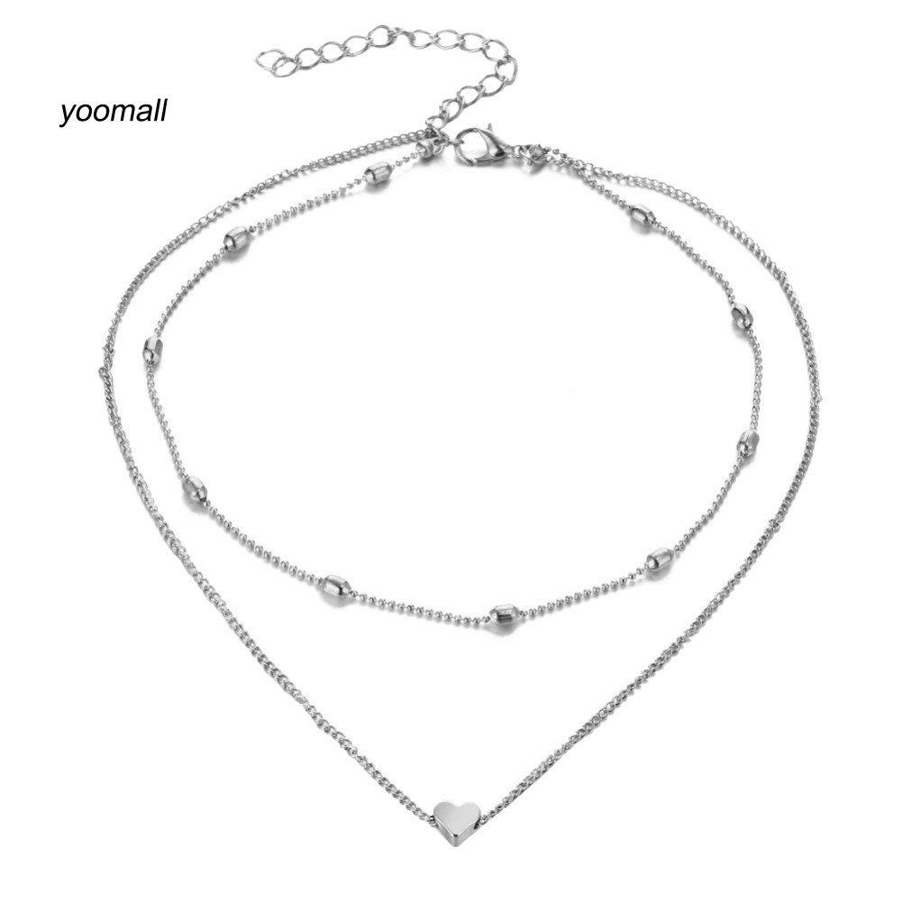 Vòng choker nhiều lớp phối mặt hình trái tim thời trang sang trọng cho nữ