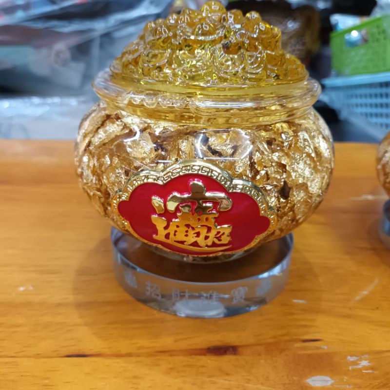 Túi lá vàng đặt bàn Thần tài sung túc cả năm, đặt làm làm việc, quầy thu ngân, két sắt thu hút tài lộc