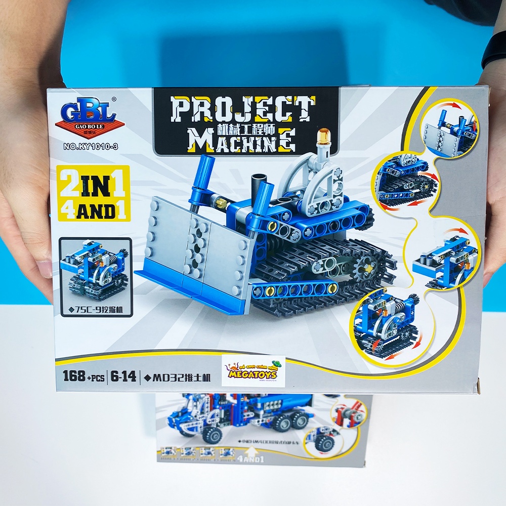 KY1010-3- Đồ chơi giáo dục STEM - Xe lắp ghép kỹ thuật - Xe Ủi & Máy Xúc
