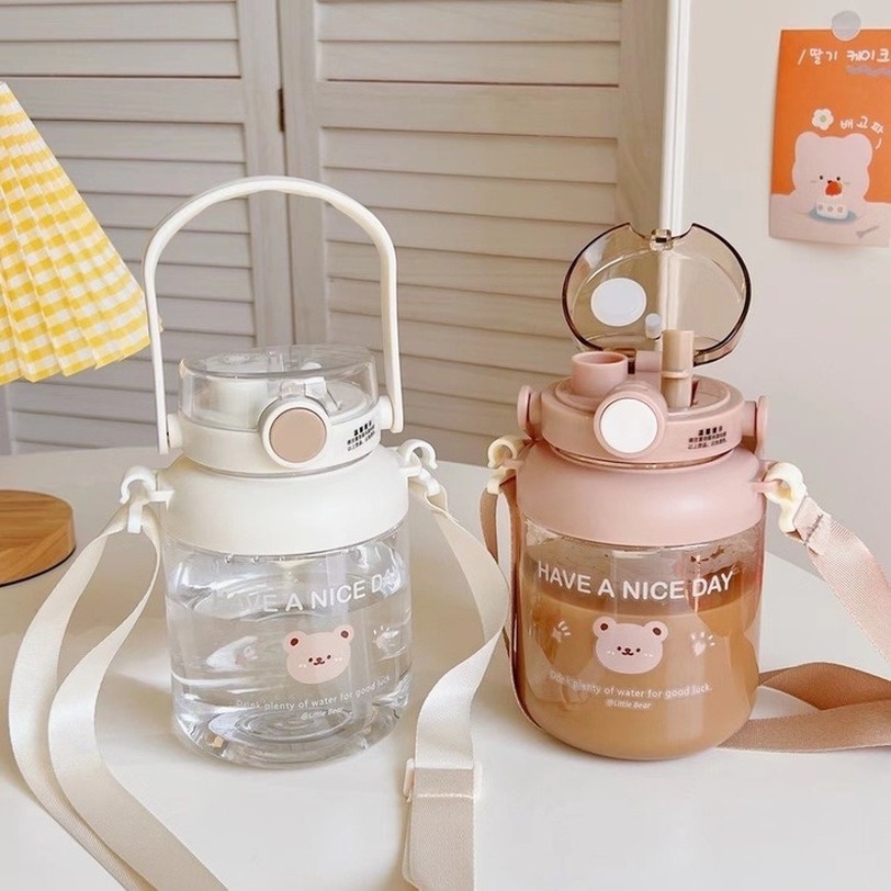 Bình Nước Thể Thao Dung Tích Lớn 1 L/1.3L Kèm Ống Hút Tiện Dụng