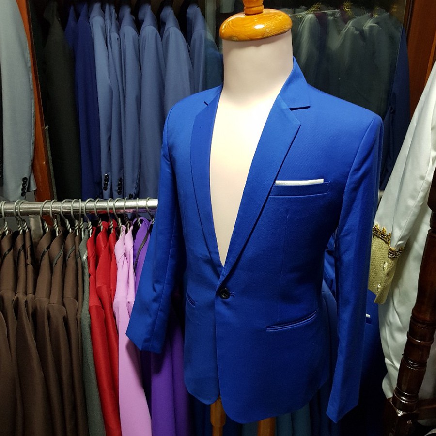 Áo Vest Nam chất liệu vải dày mịn màu xanh coban