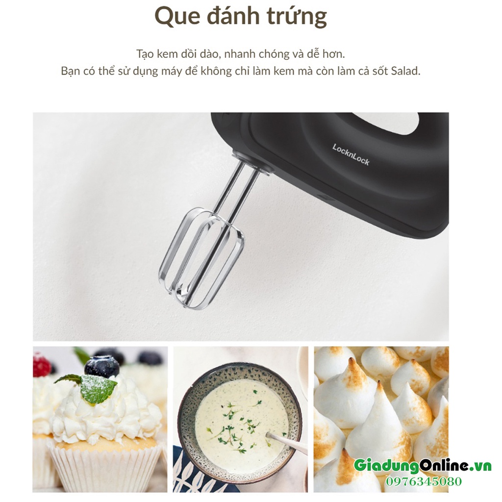 [Lock&amp;Lock] Máy Đánh Trứng, Trộn Bột LocknLock Hand Mixer EJM501DGRY