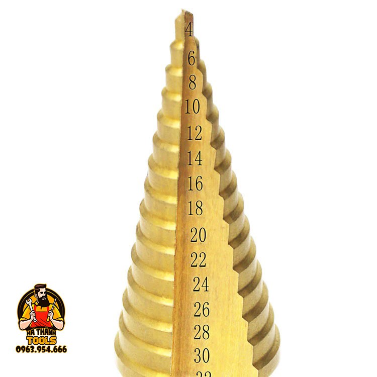 Mũi khoan tháp, bước hss 4241 4-32mm khoan sắt nhôm tôn chuôi lục giác 6.35mm