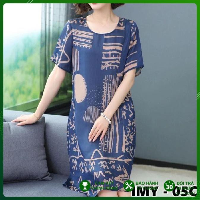 Váy Trung Niên  - Đầm Trung Niên Hàng Thiết Kế, Vải Lụa Mát Mịn Thiết Kế Dành Cho U40-U50-U60