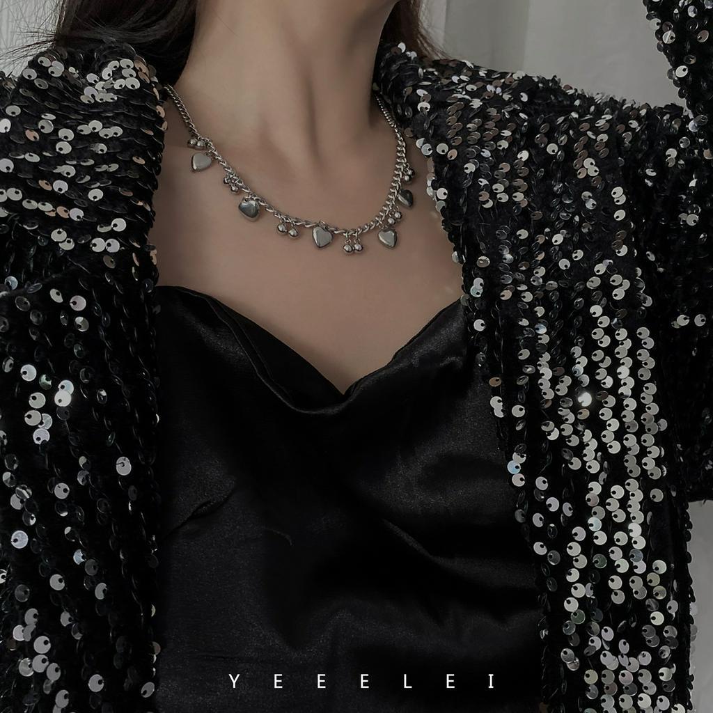 Dây Chuyền Thép Titan Mặt Trái Tim Nhỏ Phong Cách Hip Hop Hàn Quốc 23572