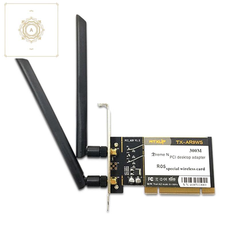 Bộ Chuyển Đổi Thẻ Mạng Không Dây Wtxup Atheros Ar9223 Pci 300m 802.11b / G / N Với 2 Ăng Ten