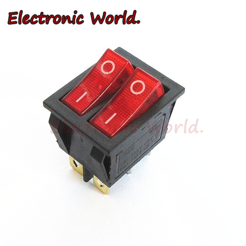 Công Tắc Bật/Tắt 2 Bánh Răng KCD6 4/6 Pins Kèm Đèn Đơn/Đôi Chất Lượng Cao