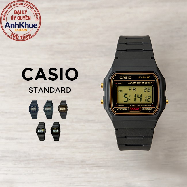 Đồng hồ nam dây nhựa Casio Standard chính hãng Anh Khuê F-91 & F-94 Series