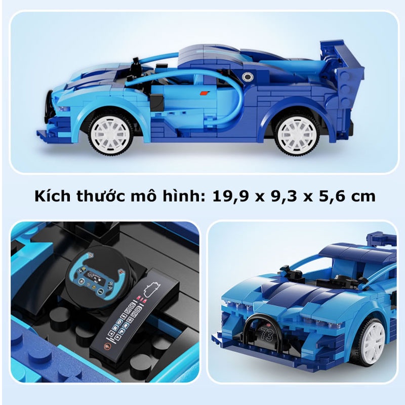 Đồ Chơi Lắp Ráp Xếp Hình Mô Hình Siêu Xe Bugatti Chiron Điều Khiển Từ Xa RC Model C51073 Với 300+ Mảnh Ghép