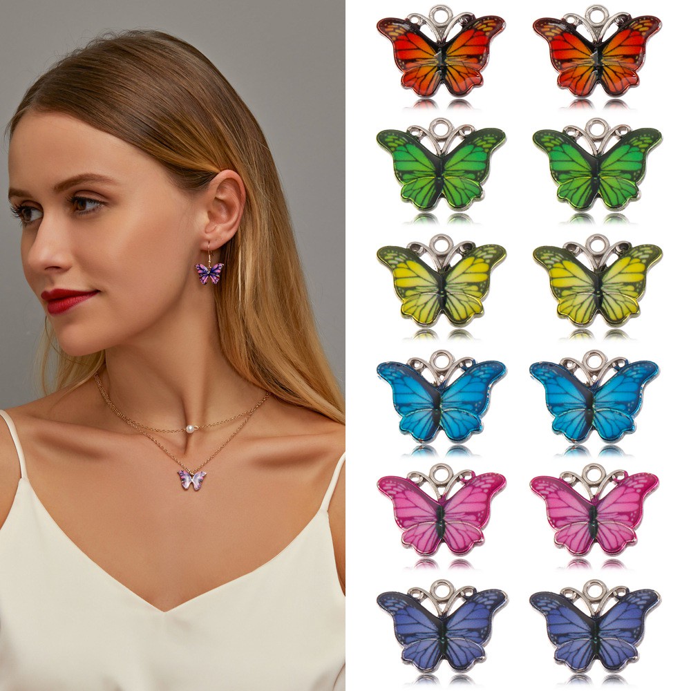 MIHAN1 10PCS Gift Cute Animal Charms Alloy Jewellery Making Butterfly Pendant Fashion Multicolor Enamel DIY Accessories Handmade Necklace Earring Crafting/Multicolor