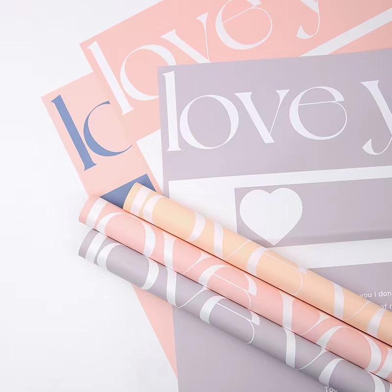 Giấy Hoạ Tiết Love You Khổ 58 x 58 CM Tập 20 Tờ