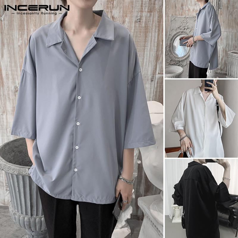 Áo Sơ Mi INCERUN Tay Lửng Thời Trang Dành Cho Nam | BigBuy360 - bigbuy360.vn