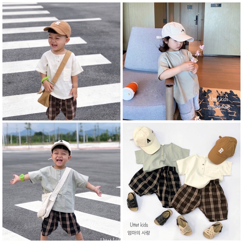 ÁO SƠ MI CỘC TAY PHONG CÁCH HÀN QUỐC 1125 DÀNH CHO BÉ GÁI VÀ BÉ TRAI SIZE 80 ĐẾN 120