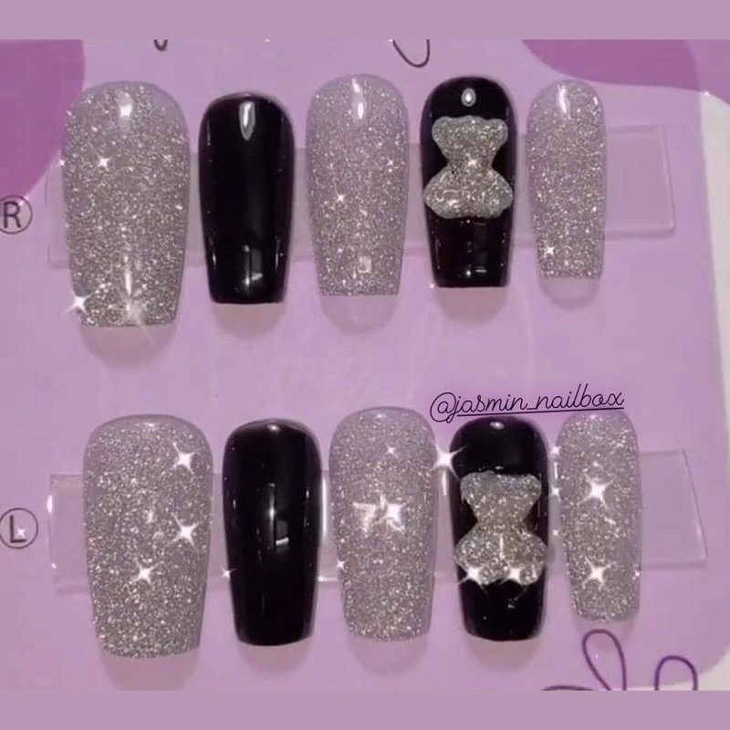 Nail box thiết kế sẵn mẫu đen flash có làm theo yêu cầu
