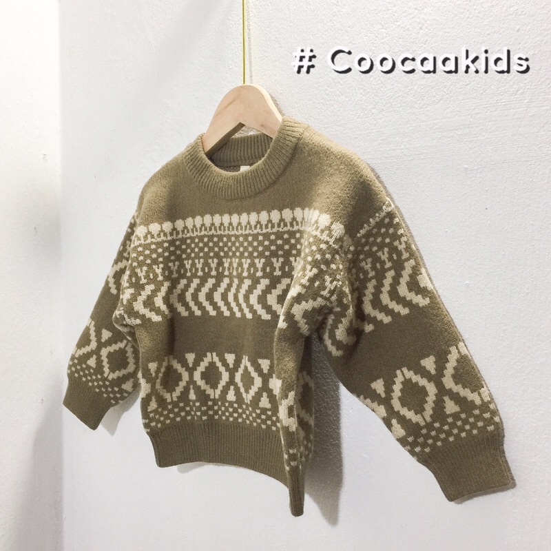 Áo len họa tiết thổ cẩm Hàn Quốc cho bé trai bé gái size 80-130