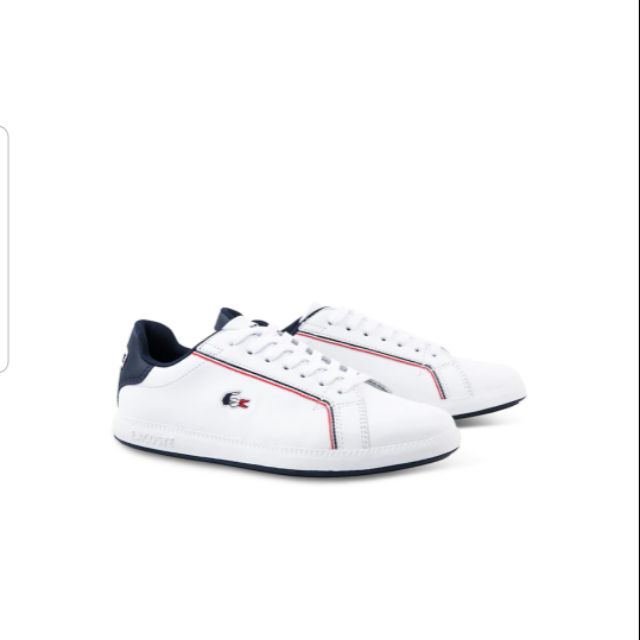 Giày Lacoste nữ trắng viền đỏ xanh đen size UK3. Fullbox. Chính hãng