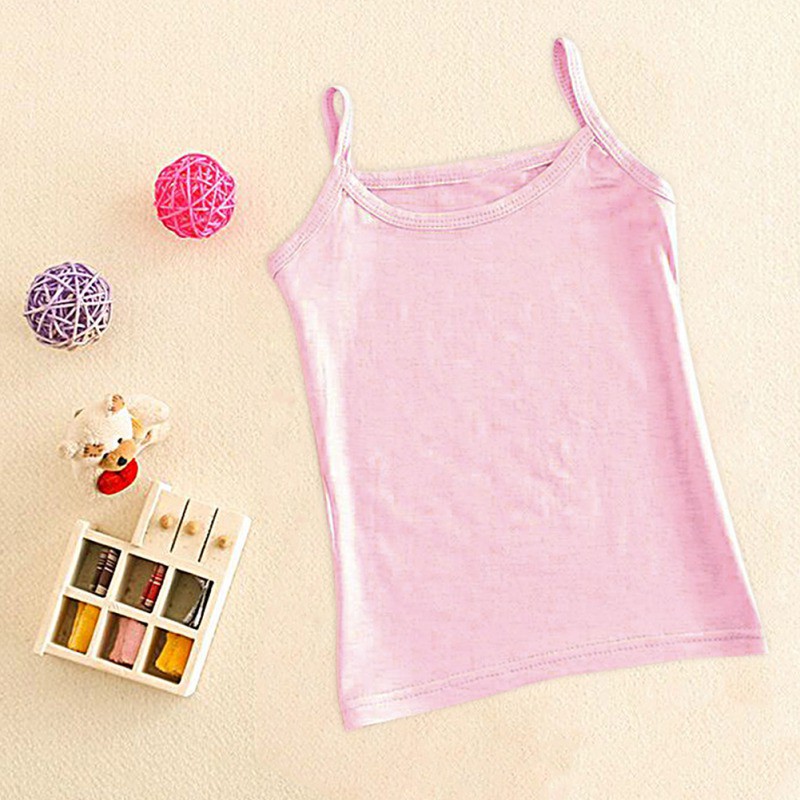 Áo thun cotton 2 dây màu trơn thời trang cho bé gái