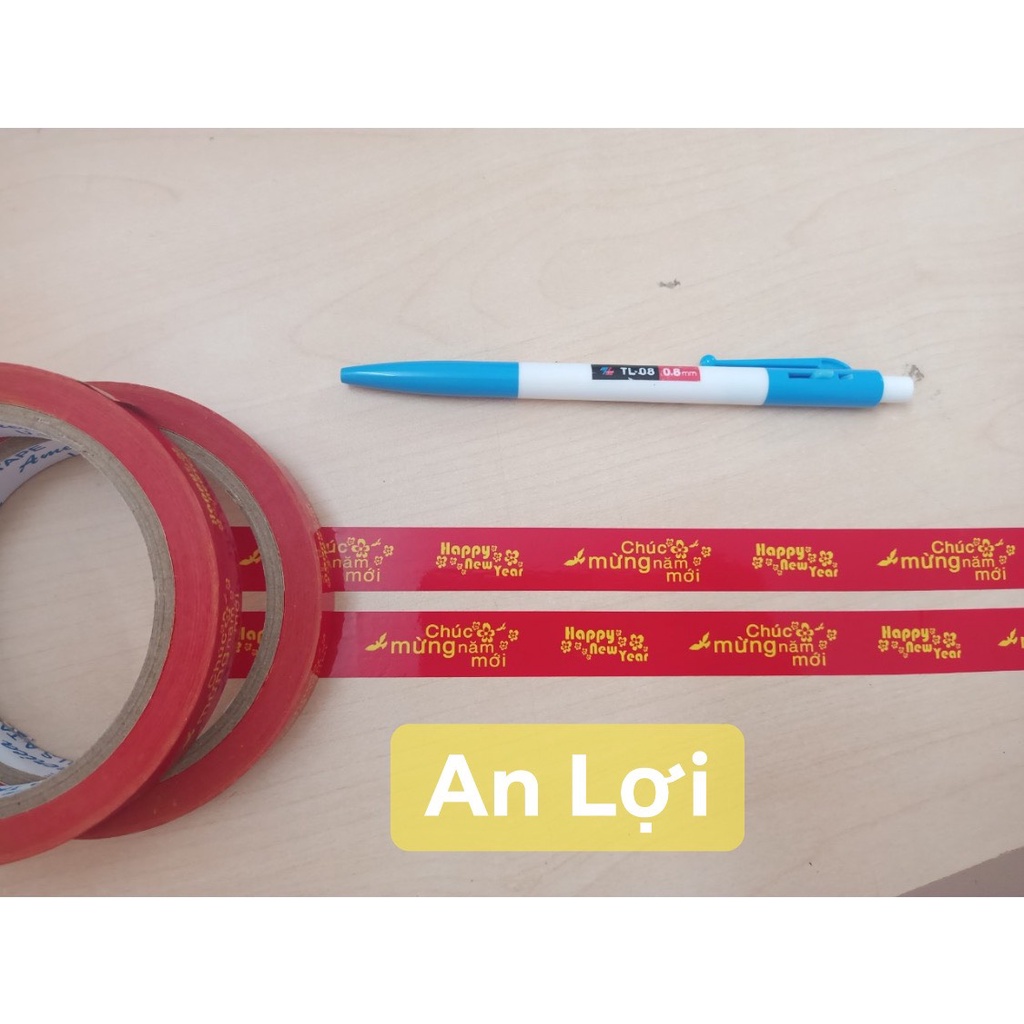 Băng keo in chữ Chúc Mừng Năm mới 1.6F dài 45m màu đỏ sang font chữ đẹp
