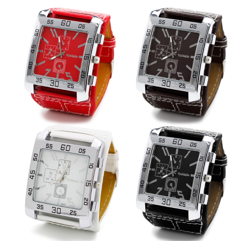 Đồng Hồ Thạch Anh IOR Mặt Vuông Dây Da Sáng Tạo Cho Nam Nữ