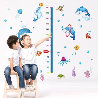 Miếng Dán Tường Hình Cá Heo Đo Chiều Cao Cho Bé