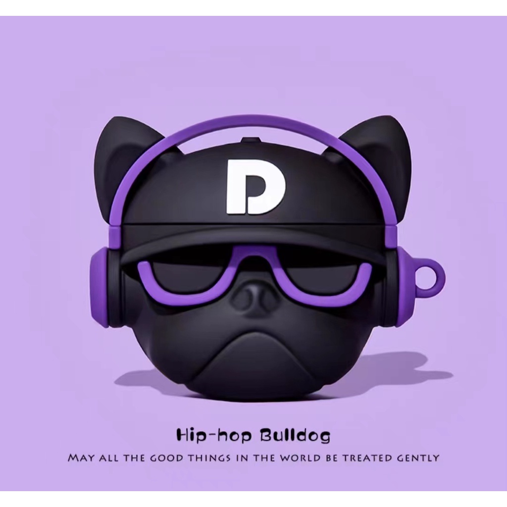 Vỏ Bảo Vệ Hộp Sạc Tai Nghe Bluetooth AirPods 1 2 pro 3 2021 gen3 Bằng Silicon TPU Mềm Hình Chó Bull Phong Cách Hip hop Chống Thất Lạc