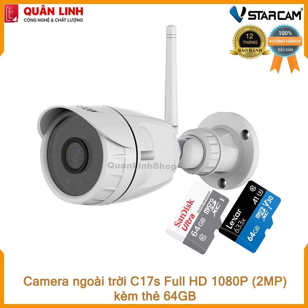 Camera ngoài trời Vstarcam C17s Full HD 1080P kèm thẻ 64GB