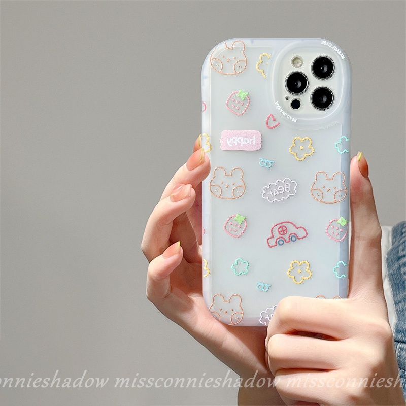 MissConnie Ốp Điện Thoại TPU Mềm Hình Gấu/Thỏ/Hoa/Quả Dâu Bảo Vệ Camera Cho iPhone 7 8 Plus XR X XS Max 11 12 13 Pro Max SE 2020