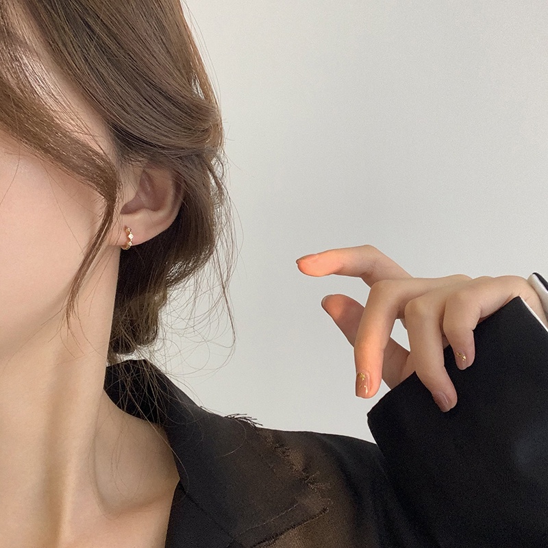 Bông Tai Bạc 925 Đính Đá Zircon Đơn Giản Thời Trang Cá Tính