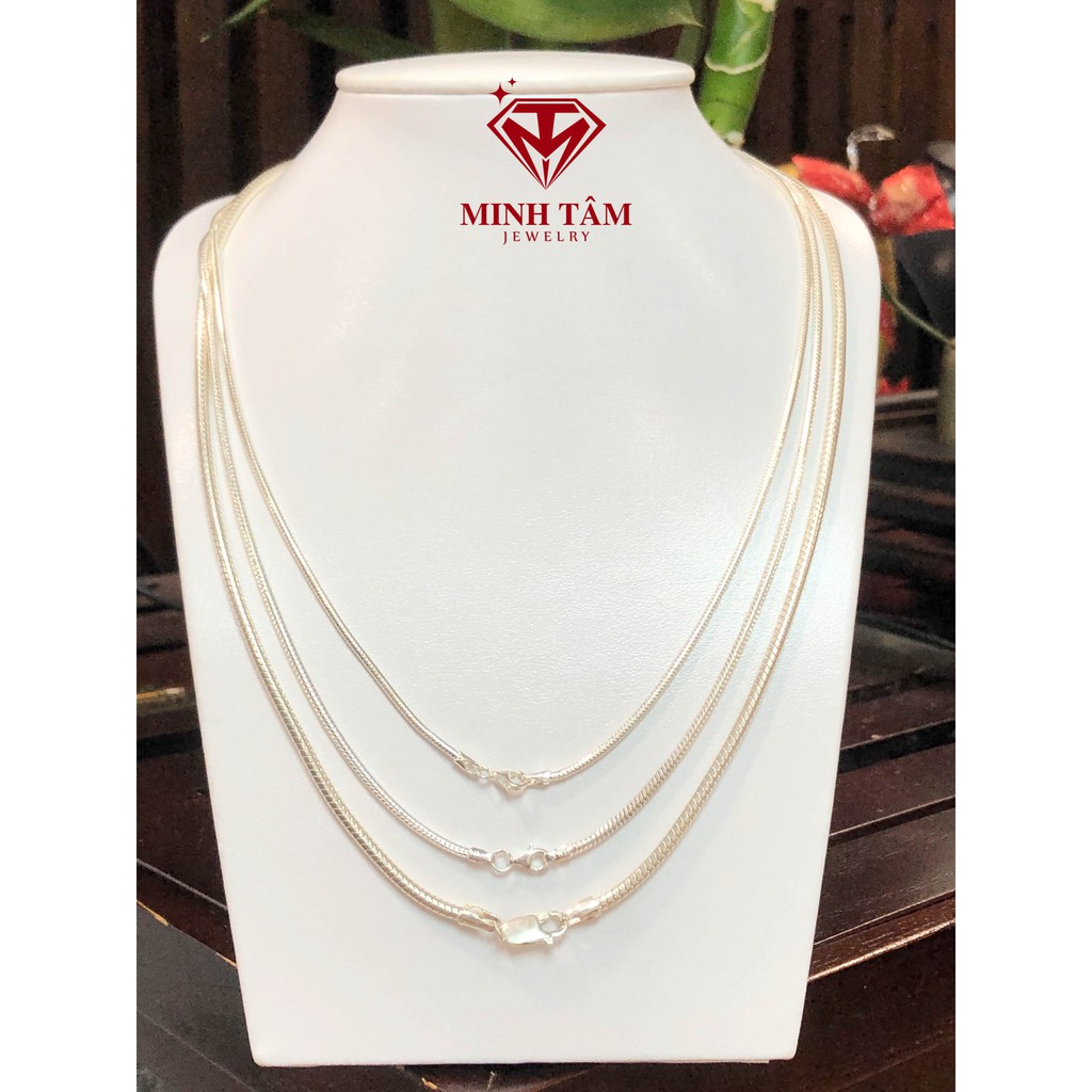 Dây chuyền nam bạc ta,Vòng cổ bạc nam sợi mì trơn bạc ta Minh Tâm Jewelry